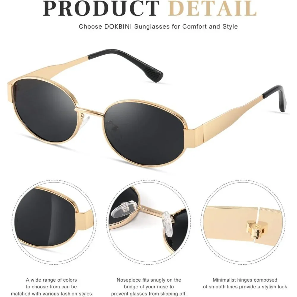 Women's Gold Purple Retro Sunglasses Classic Trendy Polarized Protection Eyewear